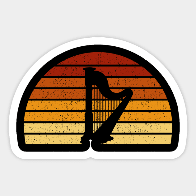 Vintage Sunset Harp Gift For Harpists Sticker by OceanRadar